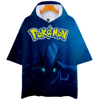 

pokemon pikachu Sweatshirt clothes cos hot short-sleeved hooded T-shirt unisex couple parent-child role-playing Easy to match