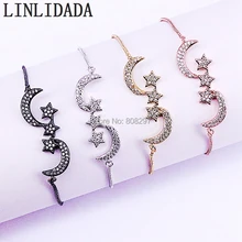 10 шт. Дизайн Мода микро проложить CZ луна и звезды Браслеты для Для женщин сверкающих кристаллов Циркон ювелирные изделия