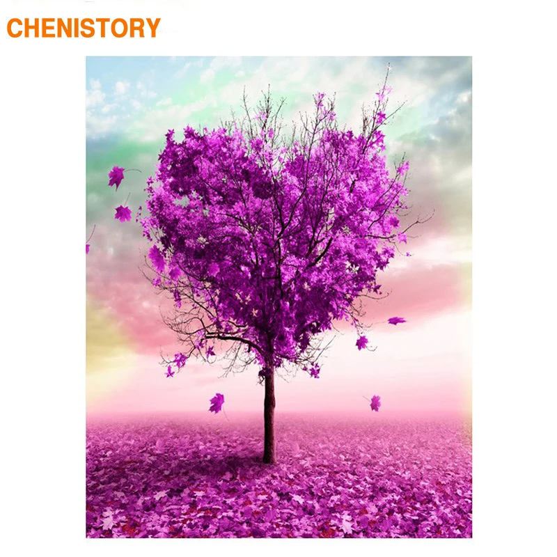 

CHENISTORY Frame Heart Tree DIY Painting By Numbers Landscape Home Decor Coloring By Numbers For Wall Art Picture Artworks Gift