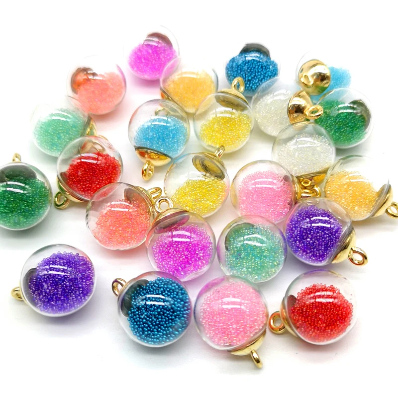 

16mm Colorful Transparent Glass Ball Beads Charms Pendant Finding for Hair Jewelry Accessories Earring Charms #PJ139151