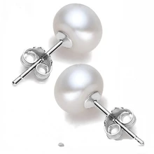 

Jsmpfy 8-9MM Natural Freshwater Pearl Stud Earrings For Women Lovers Gifts 925 Sterling Silver Earrings White Pink Purple Color