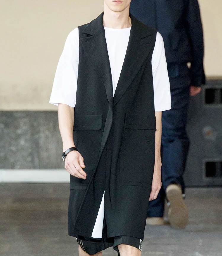 2018 Original male vest in the long sleeveless show jacket vest custom