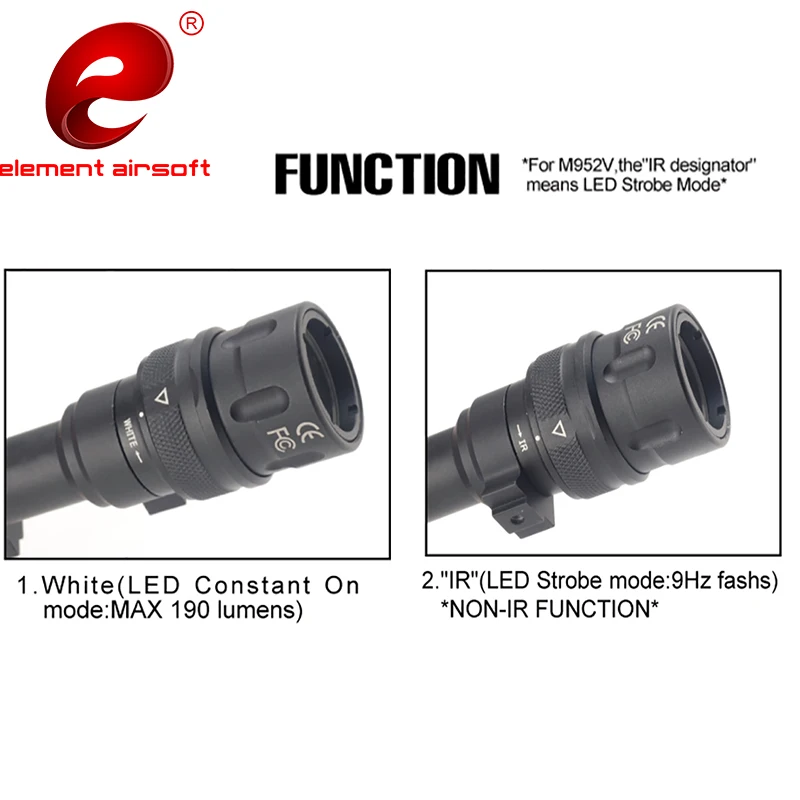 Element Airsoft тактический фонарь вспышка светильник Surefir M952V 380 люмен Строб Охота подсветка для оружия пистолет светильник EX192