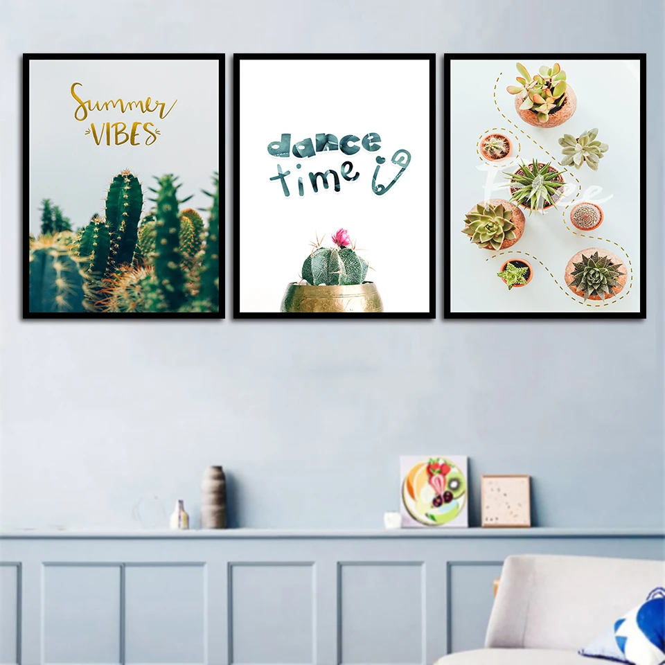 Nordic Стиль горшечные растения постер С КАКТУСОМ Wall Art летние вибрации время