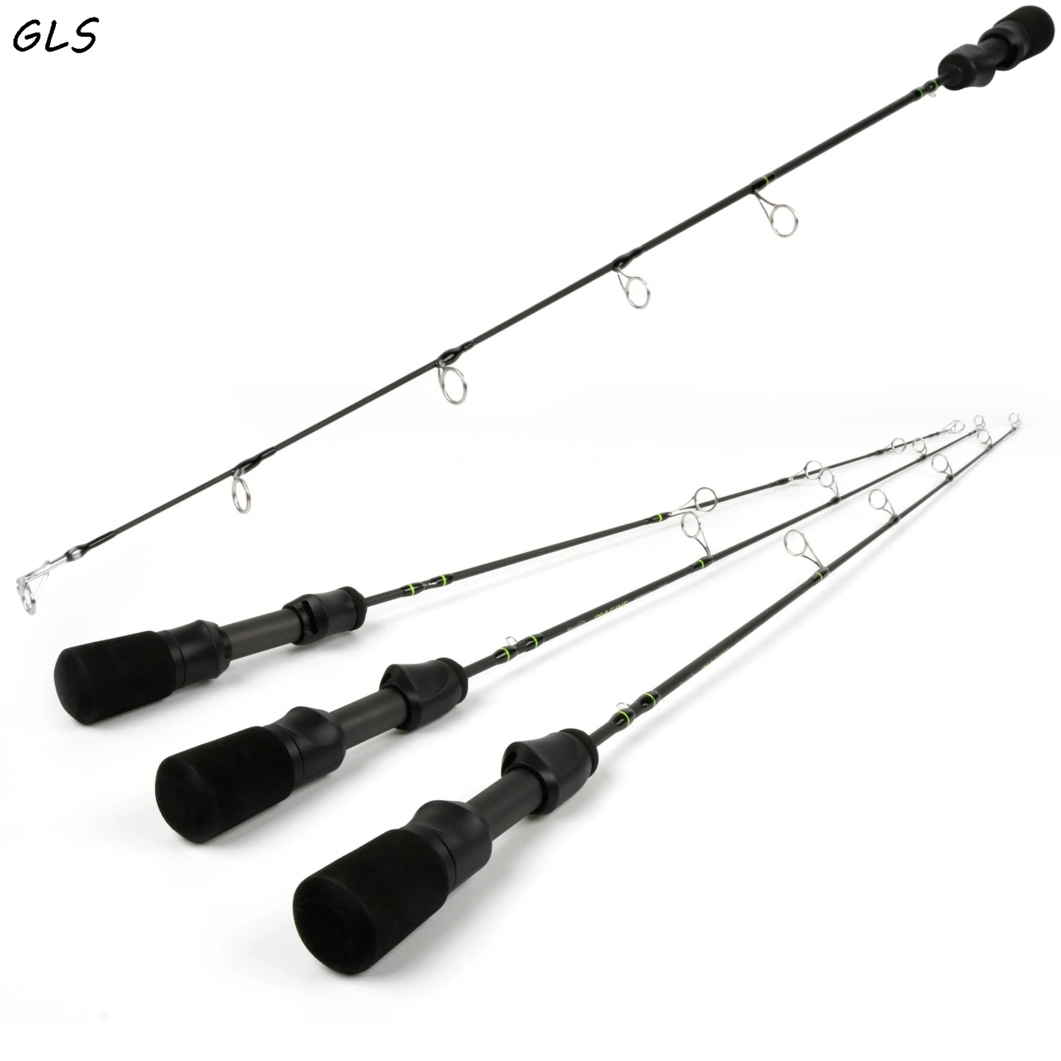 Winter Ice Fishing Rod Mini Anti slip Portable Light weight Spinning Fishing Rod Blackin