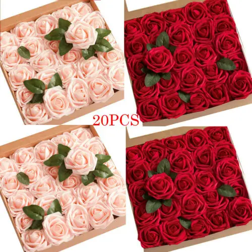 20 Heads Silk Rose Artificial Flowers Bouquet Wedding Home Festive Party Décor