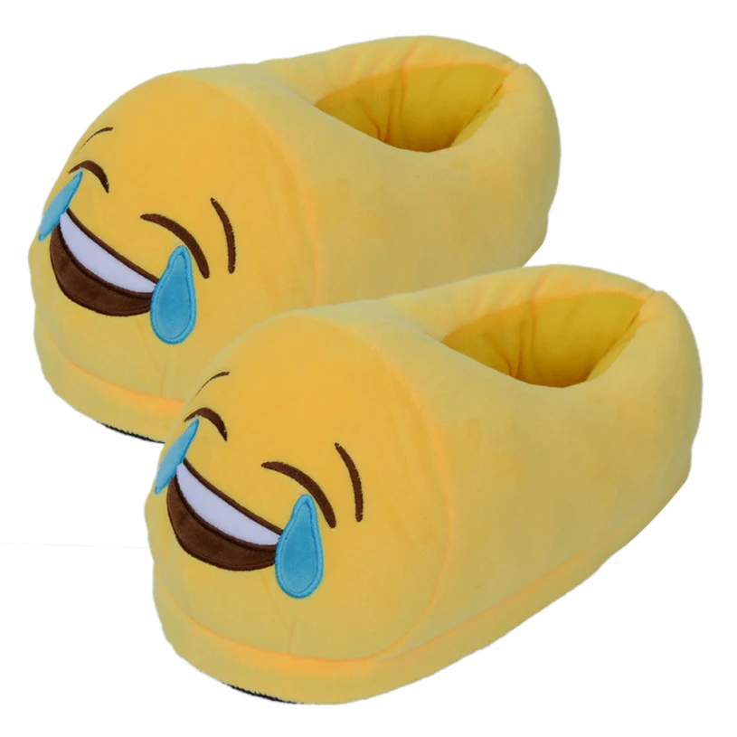 Crying Emoji Slippers Plush Stuffed Funny Slippers Warm Winter Home