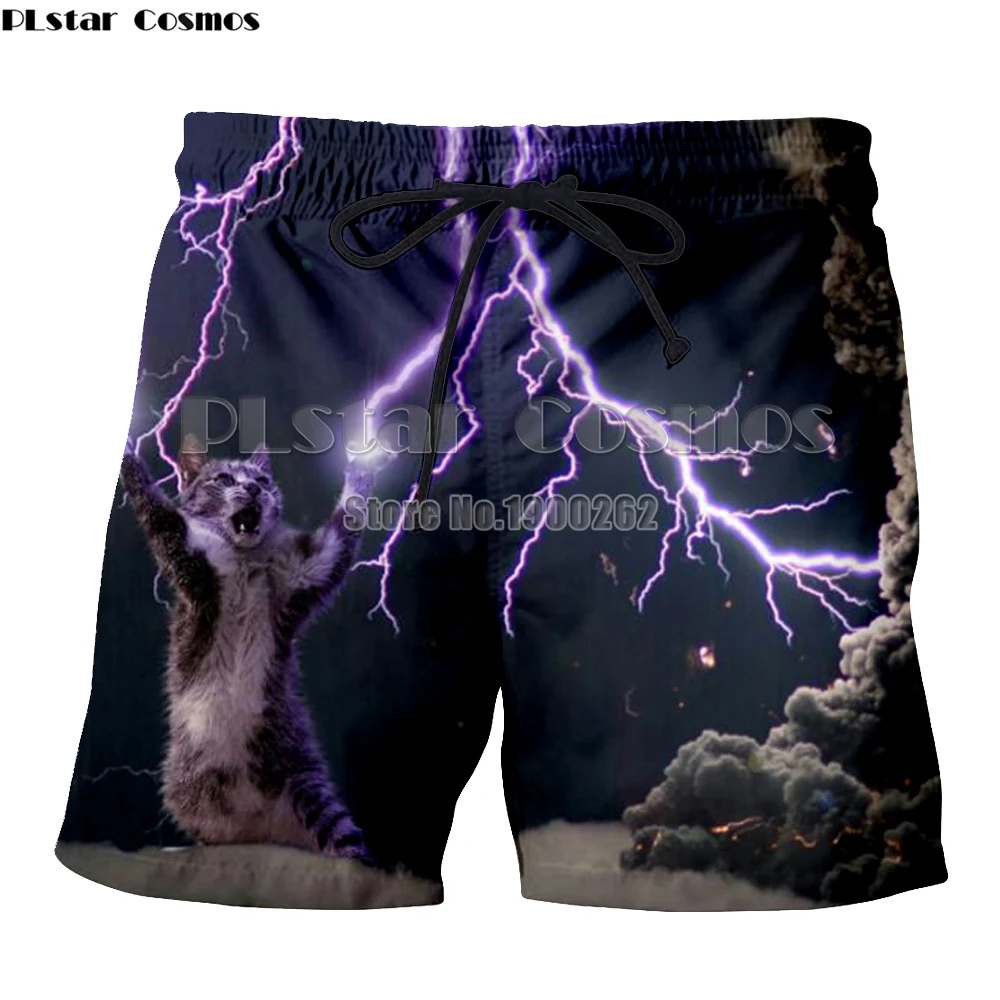 PLstar Cosmos Thundercat short cat lightning thunder Mens shorts 3d