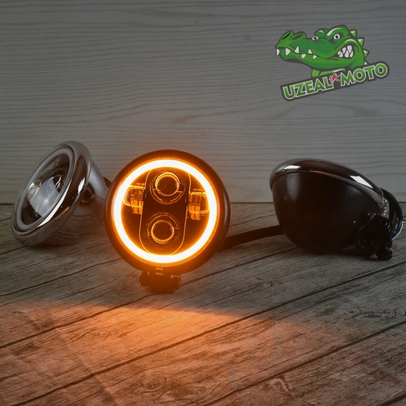 

Retro Prince motorcycle Harley modification custom general universal highlighting LED headlight daytime running light High-Low