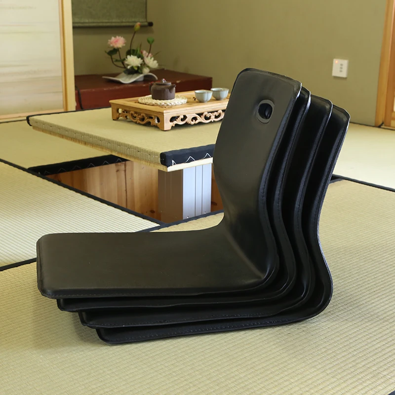4 шт./партия) Напольное сиденье Кресло без ног искусственная кожа черный цвет мебель для гостиной японский стиль пол сидение Азиатский стул