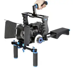 Профессиональная DSLR установка для плеча стабилизатор видеокамеры Матовая коробка + последующий фокус + клетка для Canon Nikon sony dslr видеокамеры