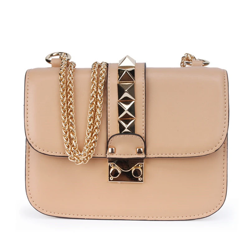 2017 Rivet Bags Handbags Women Famous Brands Leather Luxury Handbags Women Bags Designer Small Lady Shoulder Bag Free Shipping