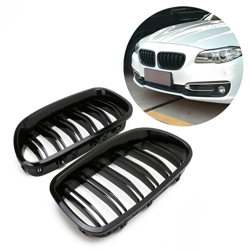 Best Free shipping Gloss Black Kidney Grill Racing Grille Dual Line For BMW F10 F11 F18 5 Series M5