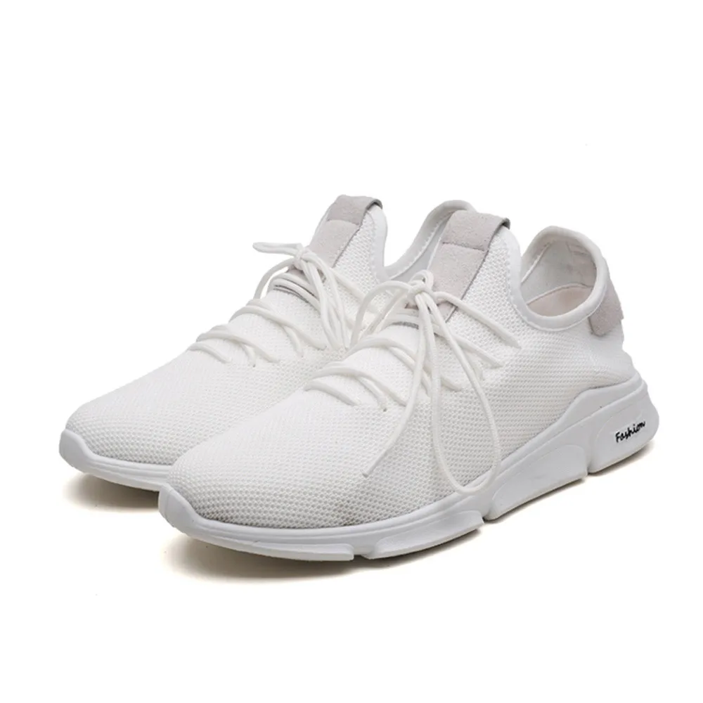 

CHAMSGEND Men's Flying woven mesh cross straps breathable breathable mesh flat-bottom fashion wild casual running shoes