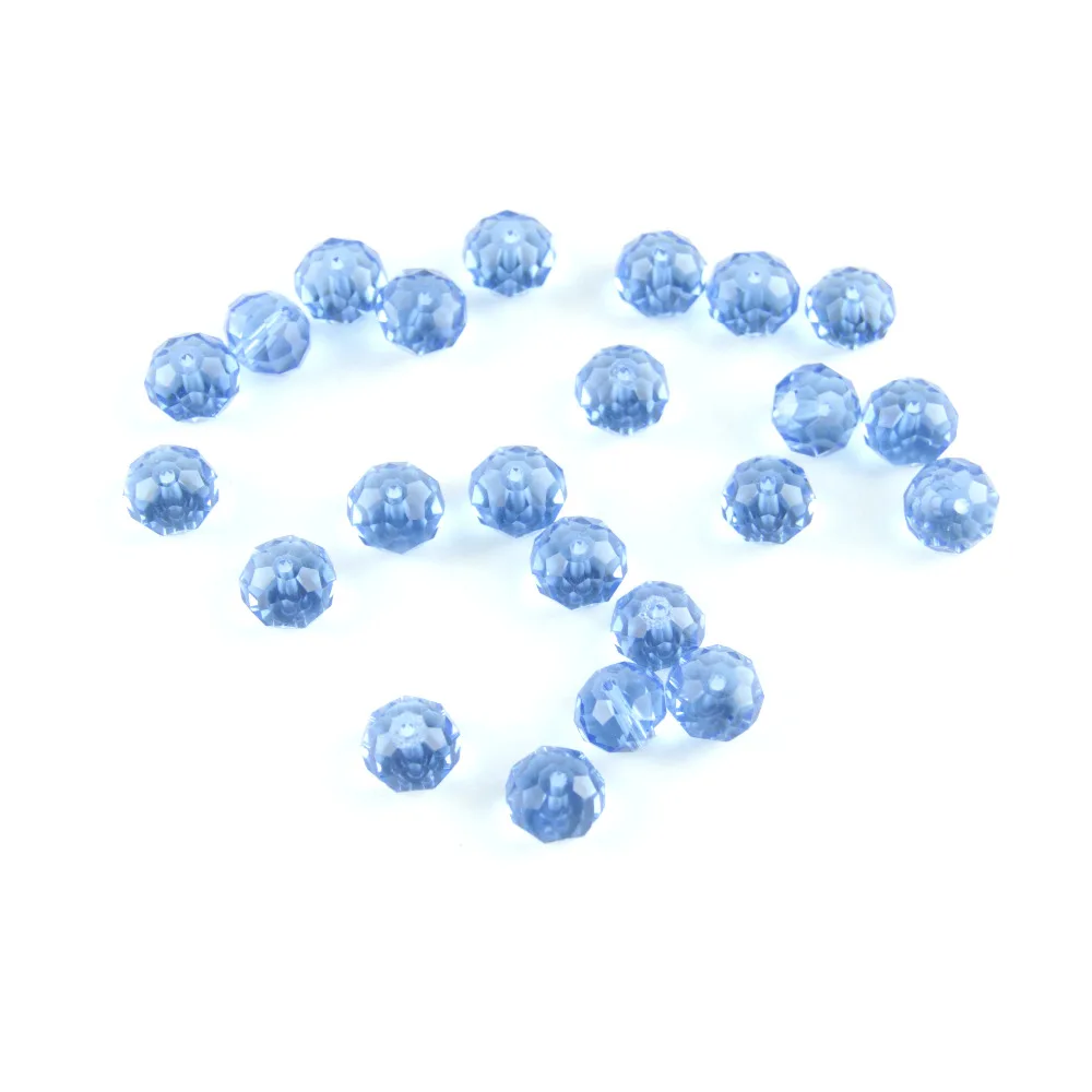 

12mm 700Pcs/Lot 10mm Light Sapphire Faceted Glass Spacer Rondelle Beads Crystal Glass Beads For Jewelry Making Hot Sale