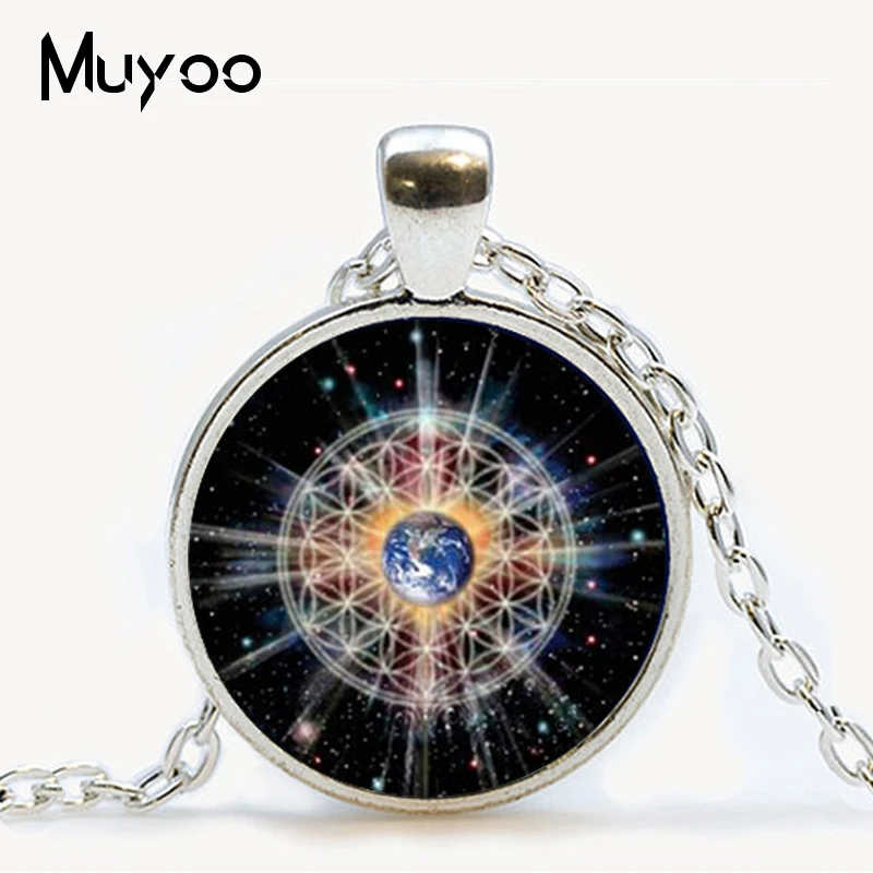 Новый Модный кулон цветок жизни ожерелье круглый стеклянный s Lampwork из муранского