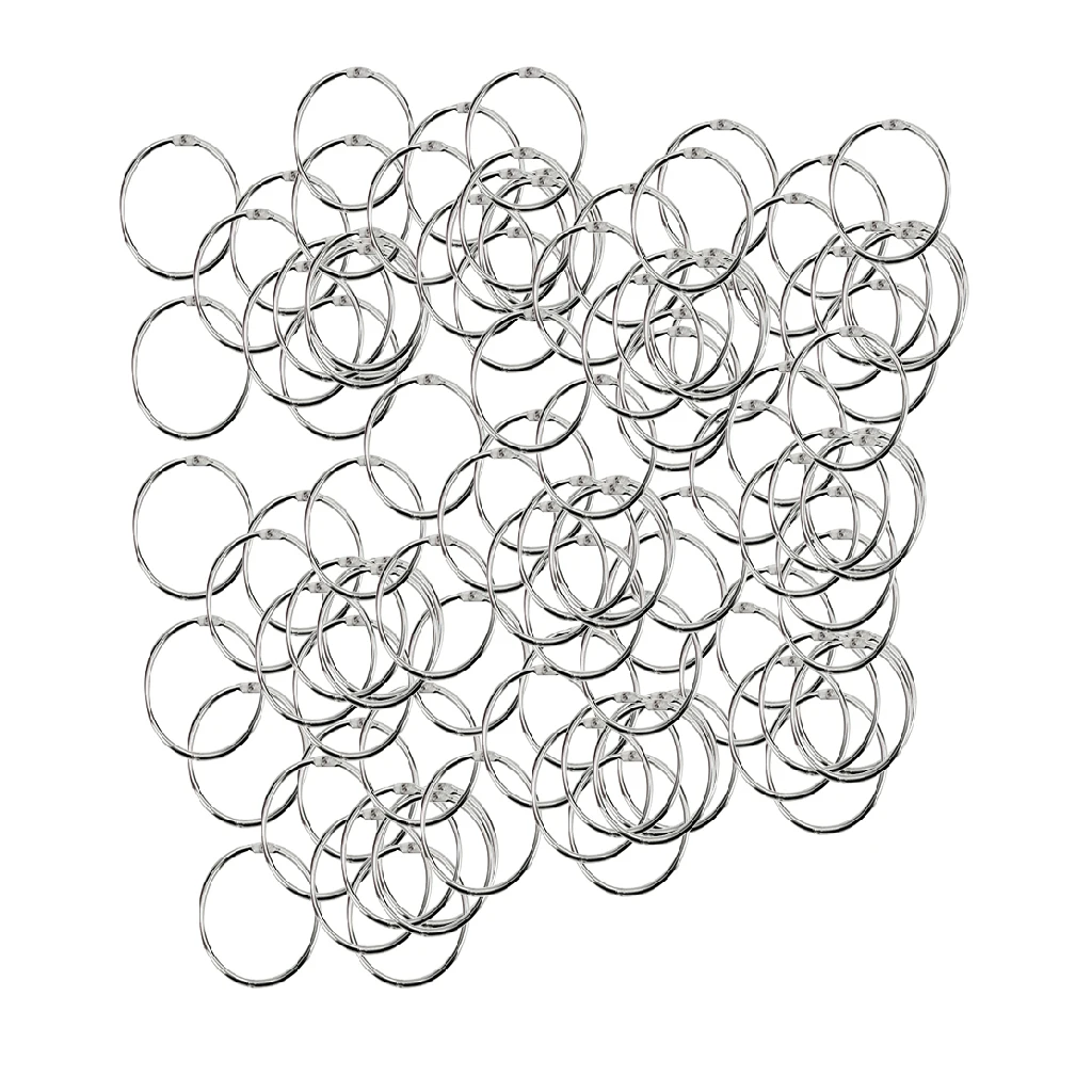 100PCS Nickel-Plated Metal Book Loose Leaf Binder Rings Clip