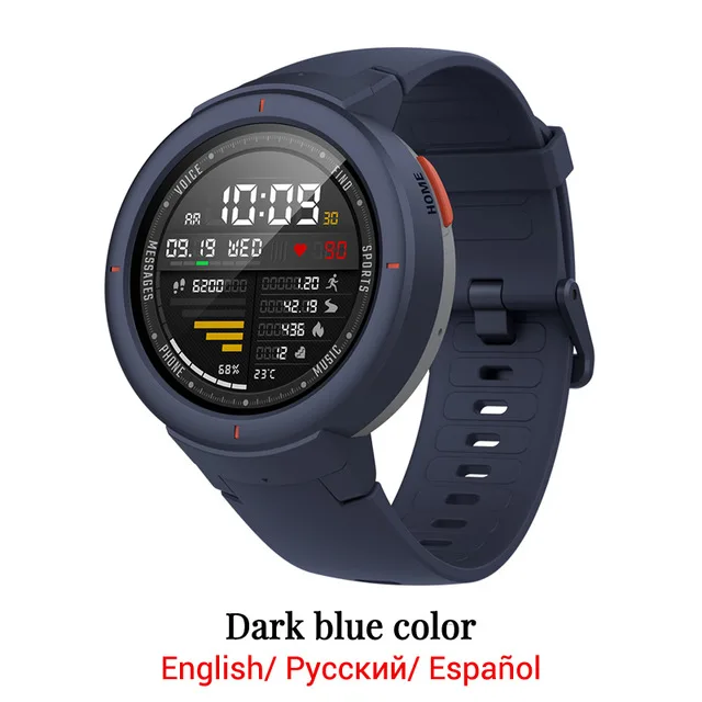 Глобальная версия, Amazfit Verge, Смарт-часы, 1,3 дюймов, AMOLED экран, набор и ответ на звонки, улучшенный HR сенсор, gps, Смарт-часы - Цвет: Dark Blue