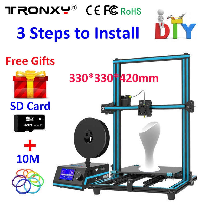 

Tronxy 3D Printer kit High Precision Large Printing Size 3D Printer LCD Screen Dual Z axis Extruder Heated Bed 10m Filament Gift