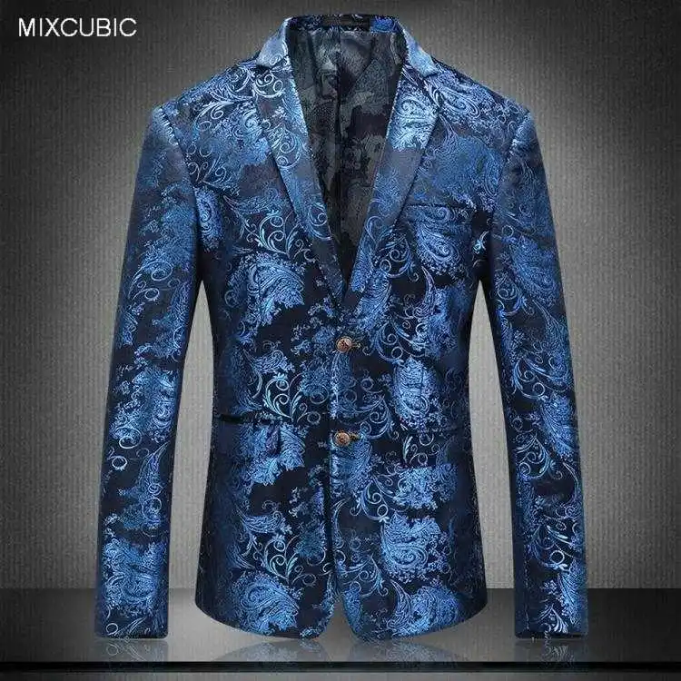 MIXCUBIC 2017 Autumn England style unique blue Bronzing suit men casual ...