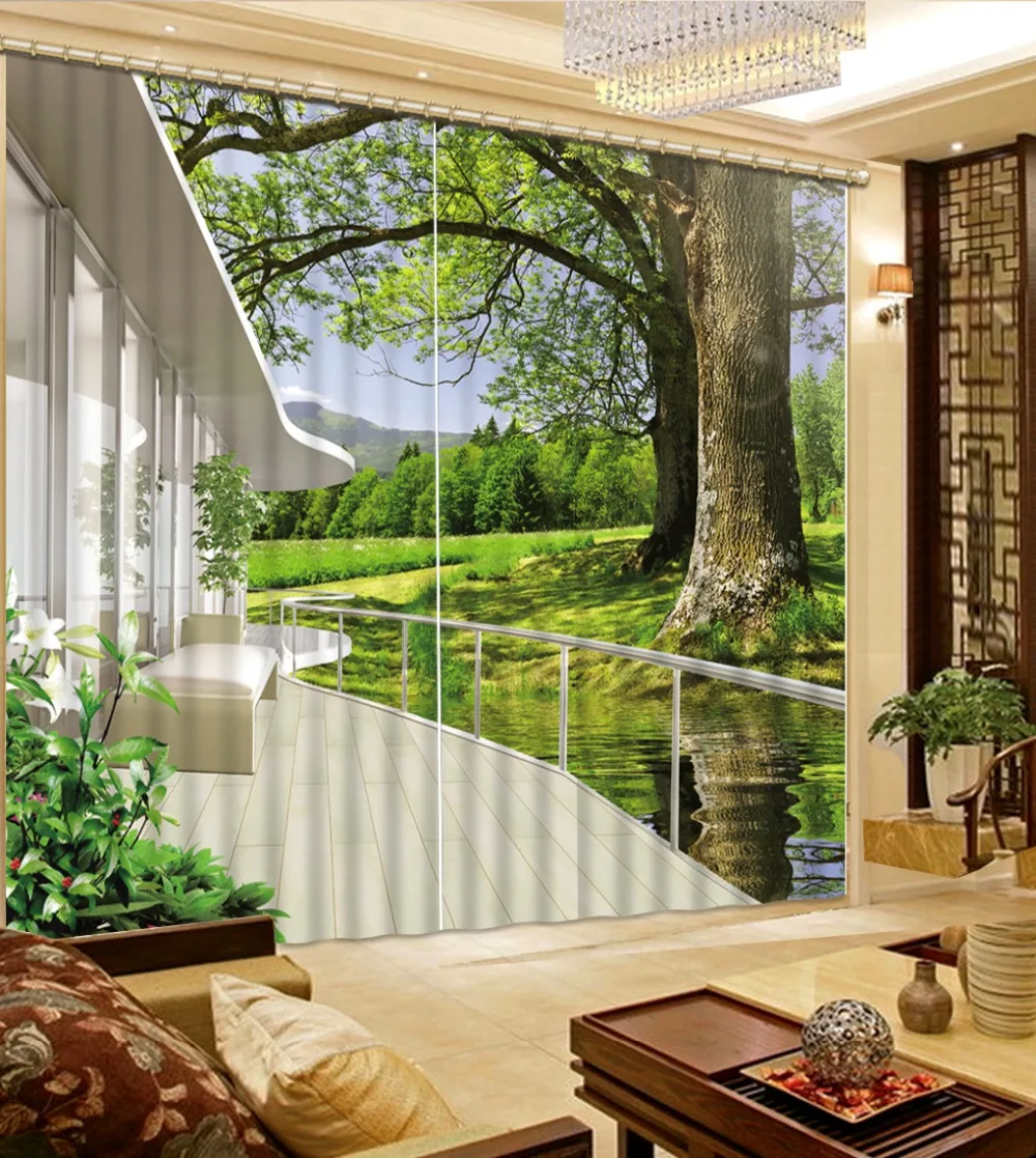 

Top Quality 3D Printing Curtains Lifelike Blackout Cortians Beautiful Full Light Shading Bedroom Livng Room Curtains CL-D082