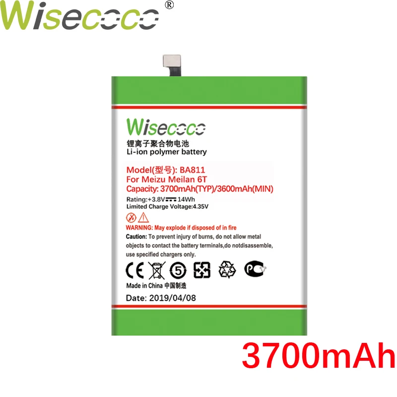 Wisecoco BA811 3700 мАч новая продукция батарея для Mei zu Meilan 6T Мобильный телефон Высокое качество Замена батареи+ номер отслеживания