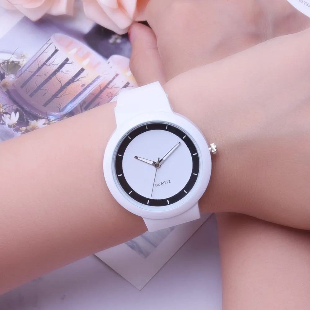 Лидер продаж минимализм модные женские часы Круглый циферблат Женские кварцевые наручные часы силиконовый ремешок подарок часы Relogio Feminino# W