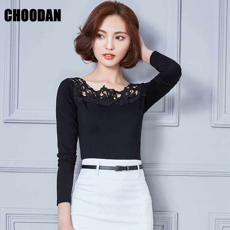 Женские рубашки осенняя блузка из хлопка кружевная Лоскутная рубашка с длинным