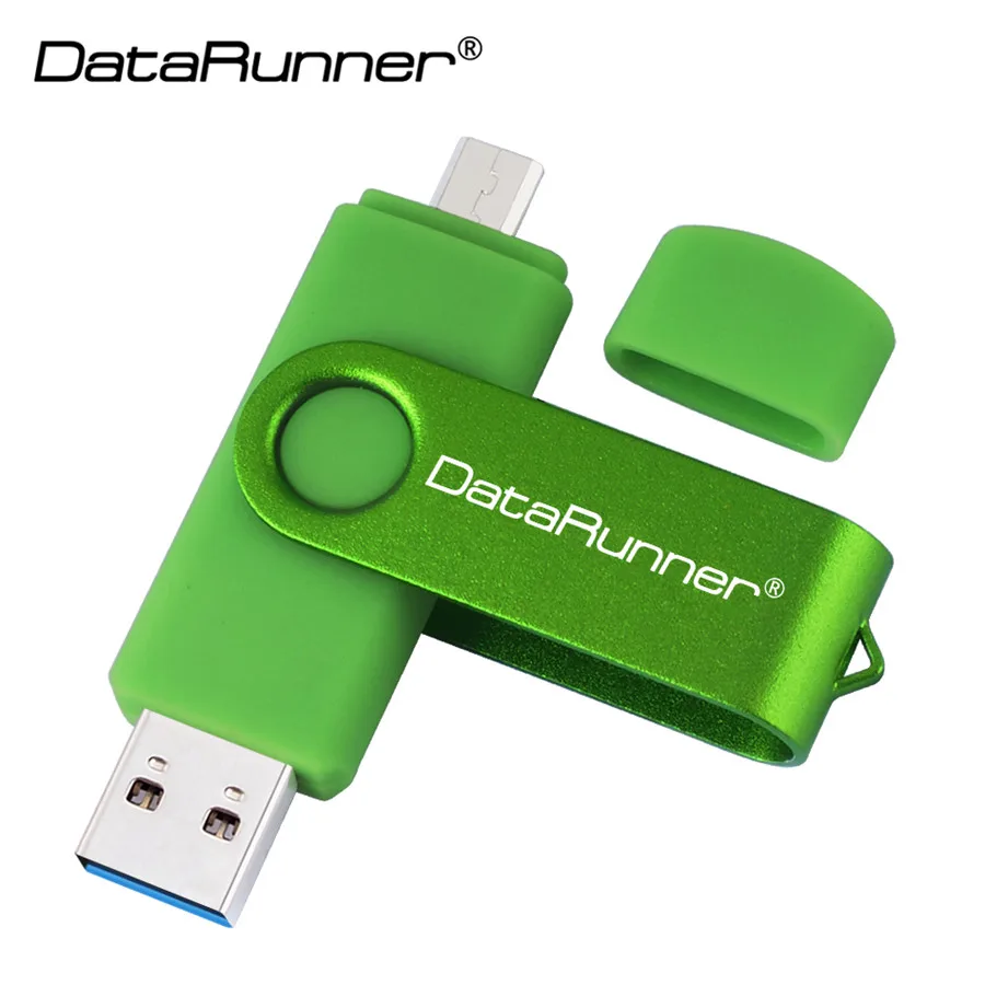 DataRunner OTG USB флеш-накопитель Высокоскоростной Usb 3,0 флеш-накопитель 256 ГБ 128 Гб 64 ГБ 32 ГБ 16 ГБ флеш-накопитель 2 в 1 карта памяти Micro USB - Цвет: Зеленый