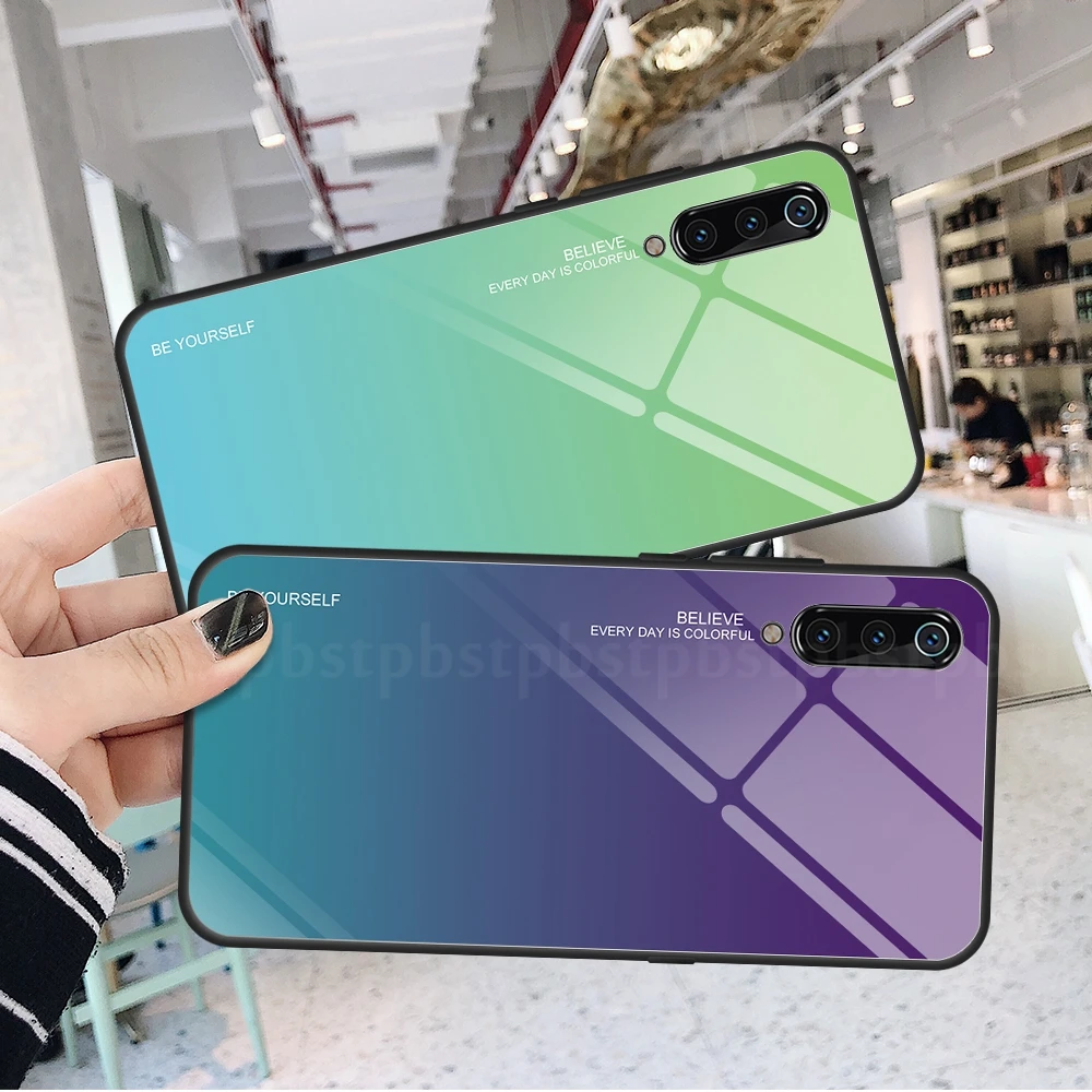 

Gradient Case For Xiaomi 9 Mi9 Mi 9T Pro RU Glass Cover For Xiaomi K20 Pro K20 Tempered Glass Colorful Phone Case Shell Coque
