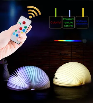 

USB Port Rechargeable PU leather Cover Creative LED Night Light Folding Book Light Home Table Desk Decor Lamp Portable lamp