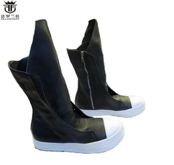 

2019 FR.LANCELOT luxury brand men boots high top cow leather buckle chelsea pointed toe man short fashion design boots winter