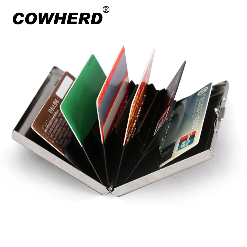 Free Ship Wholesale stainless steel credit card holder men women metal card case high quality