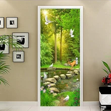 Дверь стикер 3D Природа обои с пейзажем современный путь лес Живопись ПВХ самоклеющиеся водонепроницаемые гостиная домашний декор