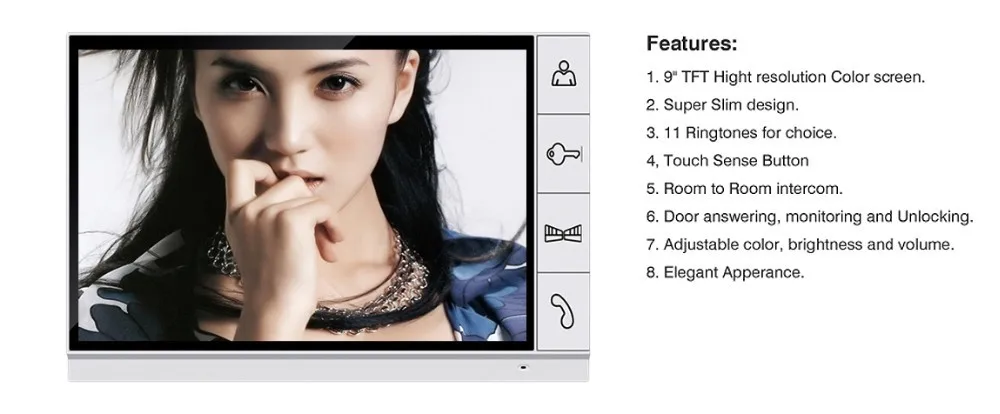 9 "TFT цвет телефон видео домофон дверные звонки системы ИК домофон с камерой мониторы громкой связи 1V1