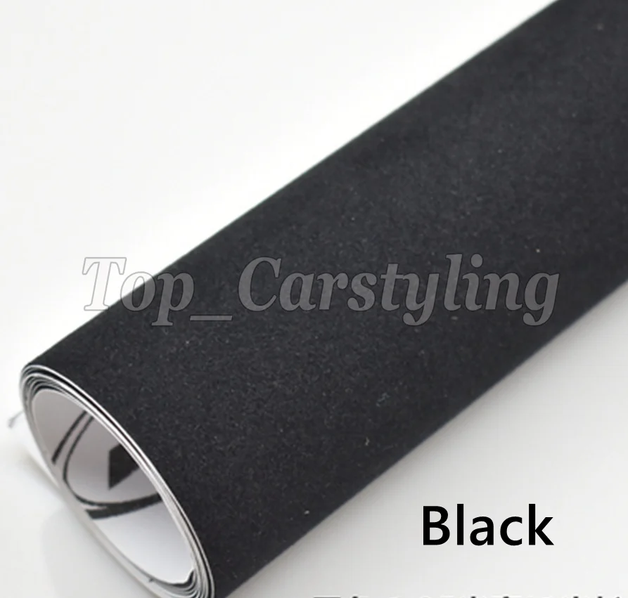

1.35x15m Black Velvet Vinyl Wrap suede Sticker Decal With Air Release for car roof, interior covering coating foil PROTWRAPS