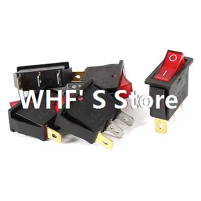 

5 Pcs AC 16A/250V 20A/125V 3 Pin SPDT Red Indicator Rocker Switch KCD3
