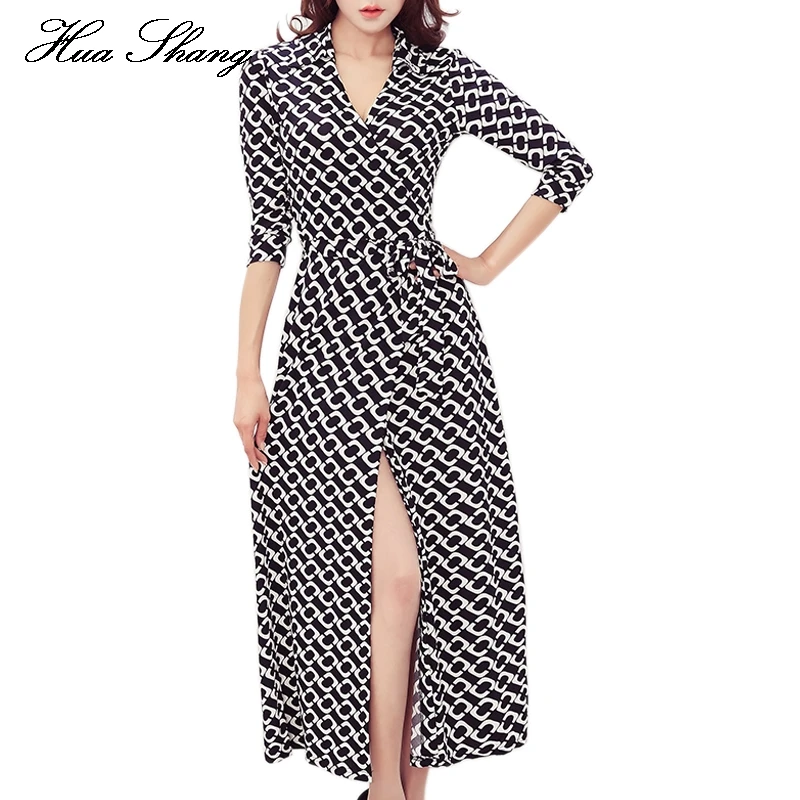 geometric print wrap dress