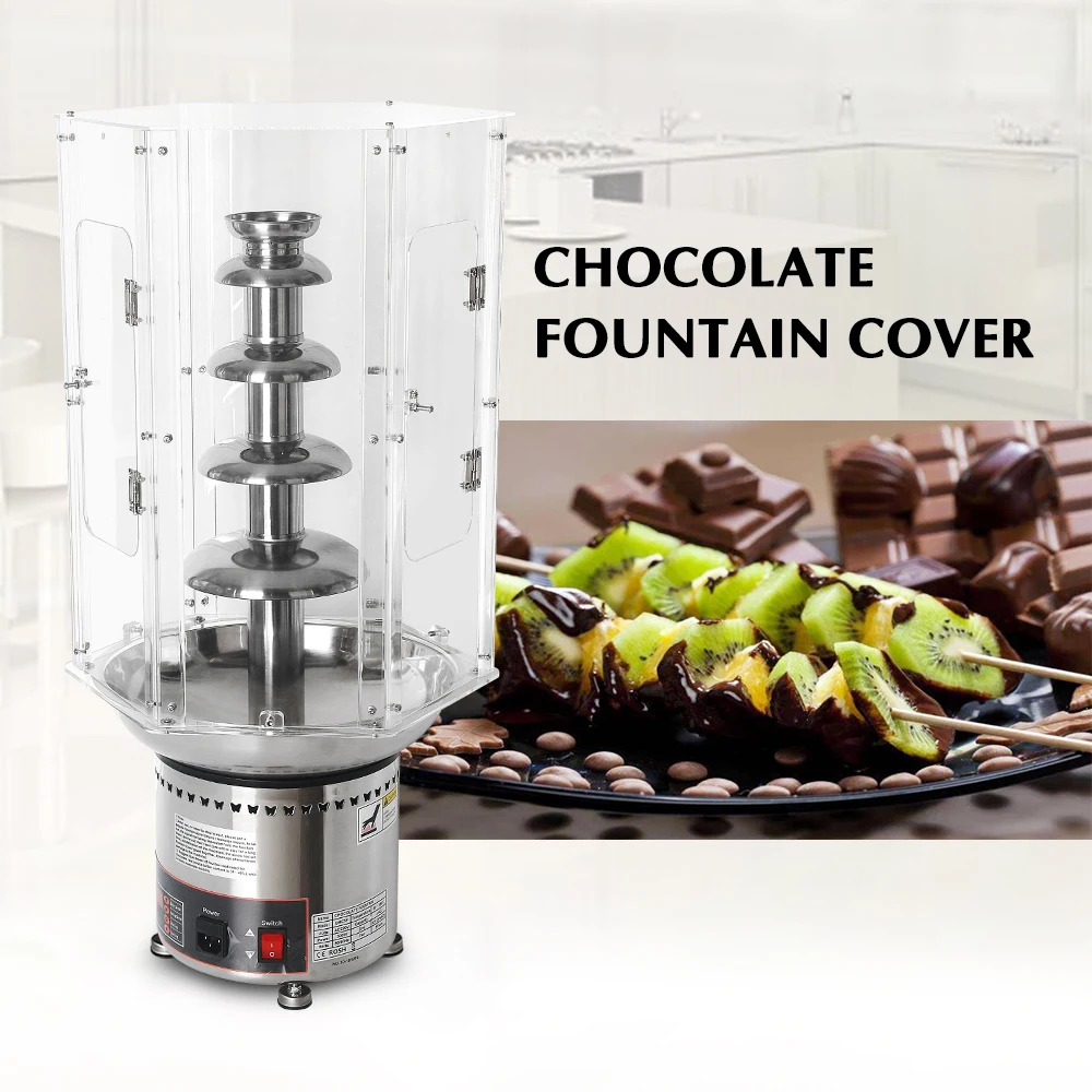 

4/5/6/7 Tiers Acrylic PVC Chocolate Fountain Machine Cover Transparent Removable Dust Cover for Chocolate Melting Machine