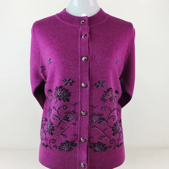 

2020 autumn and winter suits middle-aged women's moms wear sweaters wool cardigan jacket