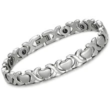 Romantic Heart Woman Charm Bracelets Fashion Stainless Steel Link Chain Health Care Women Jewelry with Magnet Stone GS8274