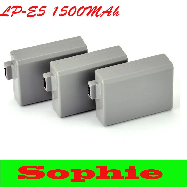 Sophie 3pcs 1500mAh LP-E5 LP E5 LPE5 Digital Camera Battery for Canon EOS 500D 1000D 450D Rebel T1i XS XSi X3 X2 Free Shipping |