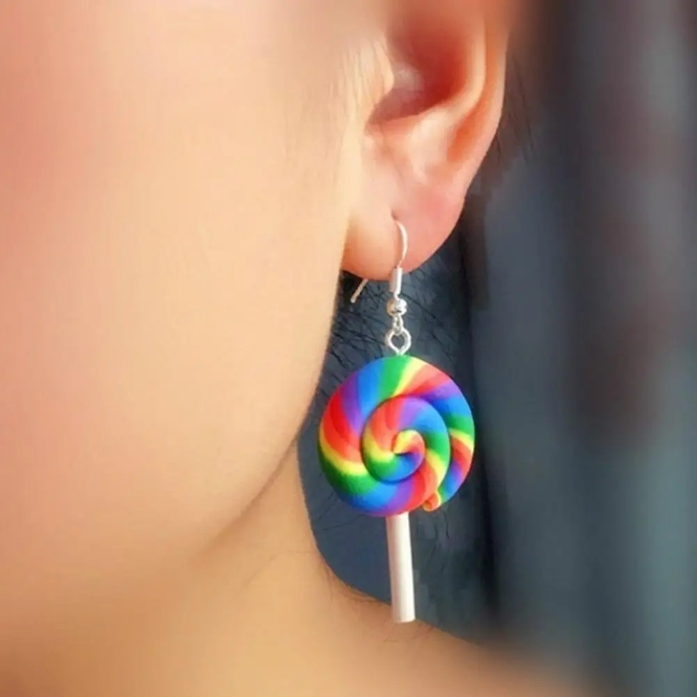 

Women Fashion Rainbow Lollipop Candy Dangle Hook Earrings Jewelry Gift Party Gift