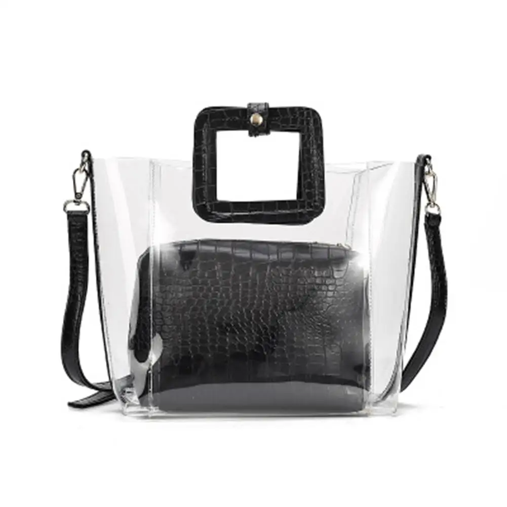 

Transparent Women Shoulder Bag Crocodile Pattern Tote Crossbody Messenger Hand Bags Handbag Diagonal Package PVC Clear Set Bag