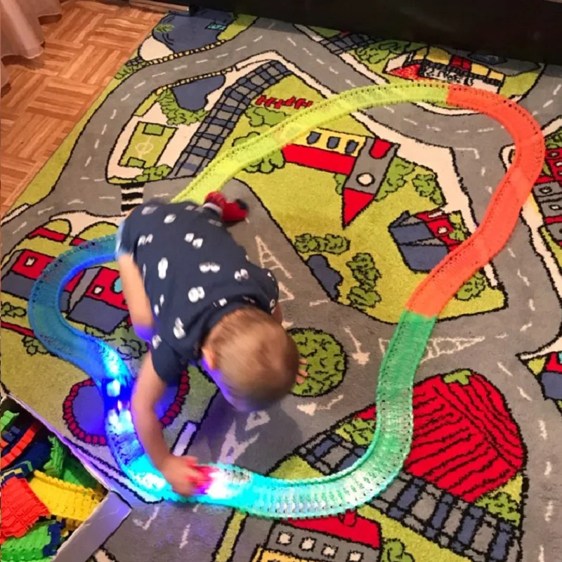 Магический трек светится в темноте DIY универсальные аксессуары рампа поворот дорожный мост перекресток для 7,5 см гоночный трек подарок игрушка для детей