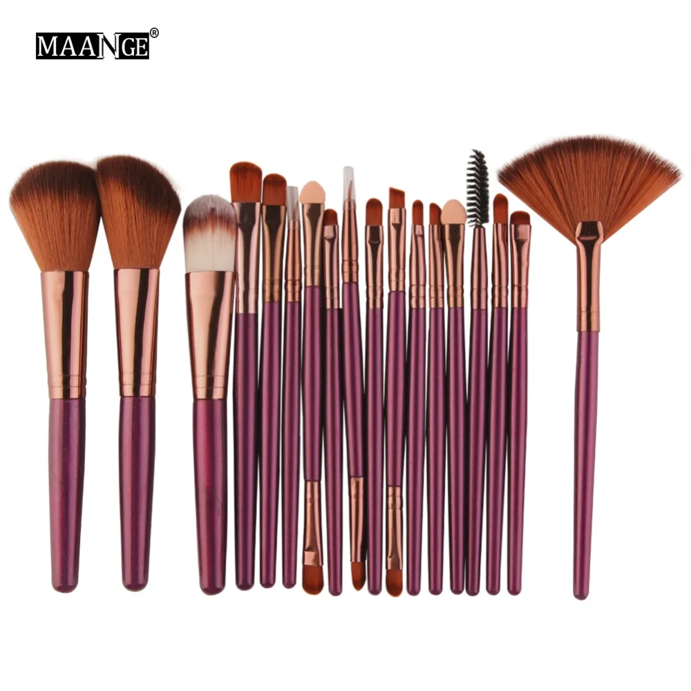 MAANGE 18Pcs Makeup Brushes Powder Foundation Blush Eye Shadow Fan Blending Brush Cosmetic