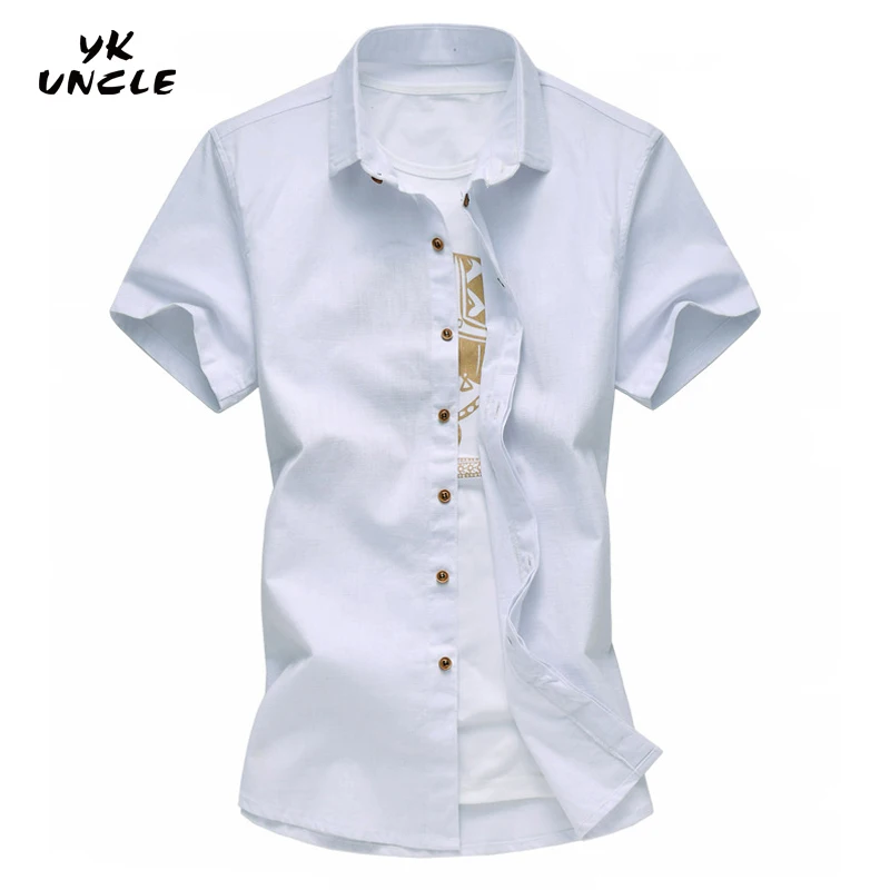 YK дядя бренд Лето 2017 г. модные Стиль рубашка Для мужчин короткий рукав выше Размеры D классический сплошной Рубашки для мальчиков плюс