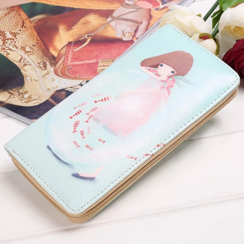 2017 Новая Мода Мультфильм Шаблон Бумажник Женщины ИСКУССТВЕННАЯ Кожа Кошельки