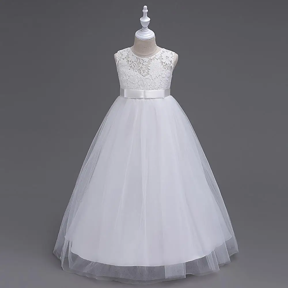 Платье для девочек от 6 до 12 лет Детские Свадебные платья подружки невесты для девочек г. летний вечерний костюм принцессы кружевная Одежда для девочек - Цвет: white