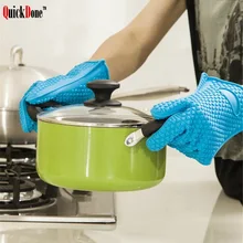 QuickDone тепла Силиконовая прихватка выпечка, барбекю горшок держатель Температура стойкие перчатки пунктирной линии Митт Пособия по кулинарии гаджет CKC1537